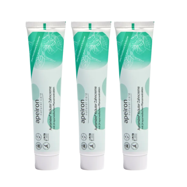 Apeiron Auromère Kräuter-Zahncreme 75ml (3x Set) – Fluoridfrei & Ayurvedisch