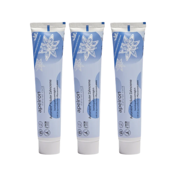 Apeiron Auromère Homöopathie Kräuter-Zahncreme 75ml (3er Set) – Minzfrei